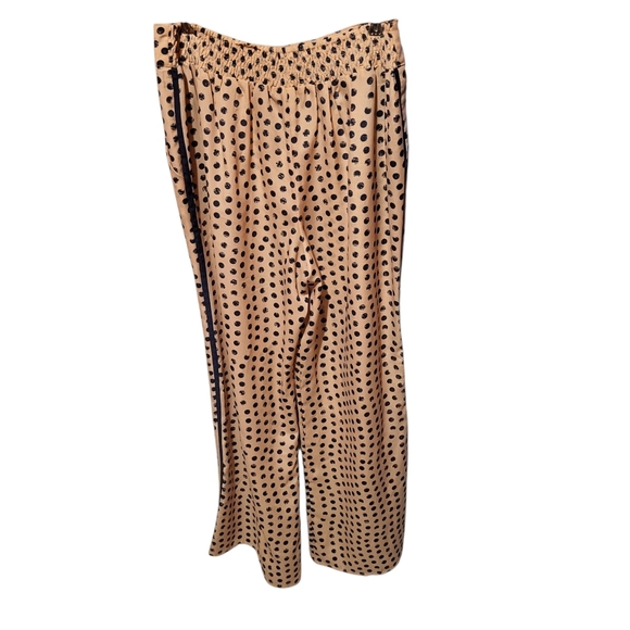 Gianni Bini Peach & Navy Polka Dot Flowy Pants Stretchy Waist Size Large NEW! - Picture 2 of 8